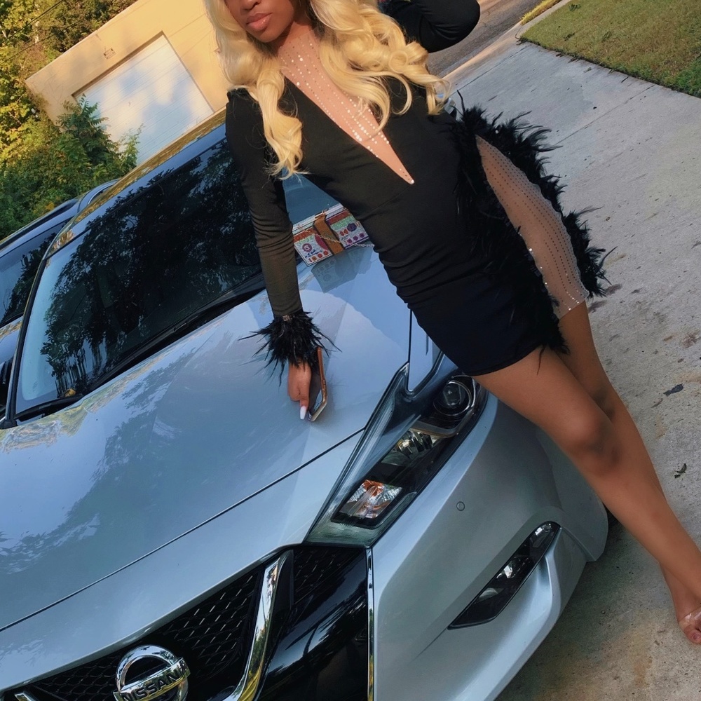 Sexy Black Feathered Dress